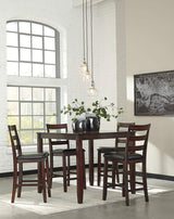 Coviar 5 Piece Counter Height Dining Set, Includes Table, Brown