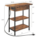 Flip Top Side Table with USB Ports and Outlets