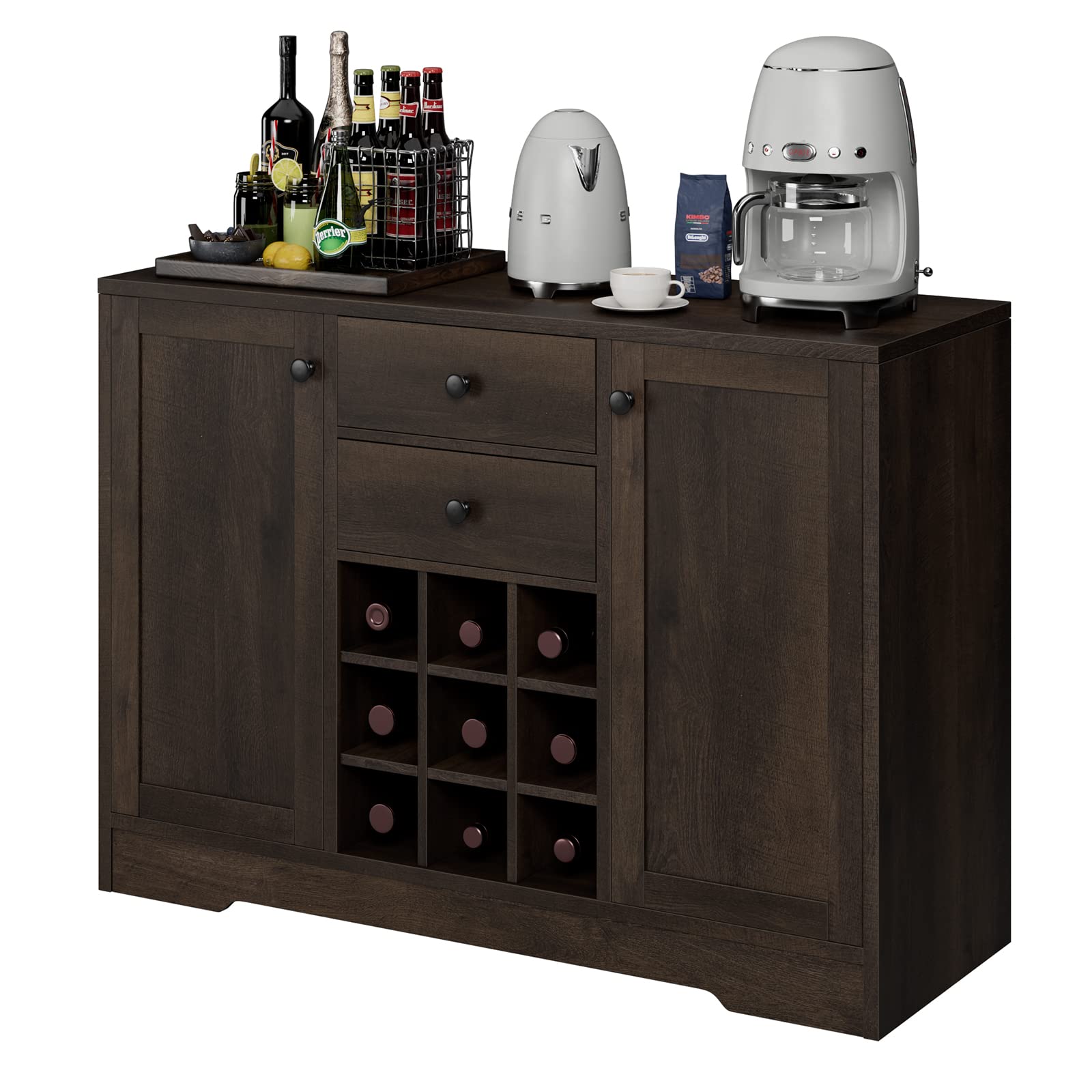Coffee Bar Cabinet, Modern Farmhouse Buffet Sideboard Cabinet