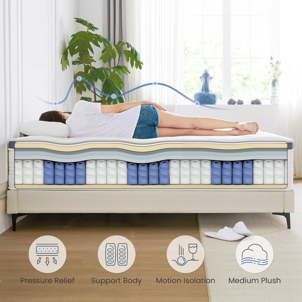 Queen Size Mattresses, 14 Inch Queen Mattress in a Box with Gel