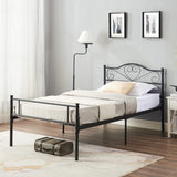 Metal Platform Bed Frame with Headboard & Footboard, Steel Slats Mattress Foundation