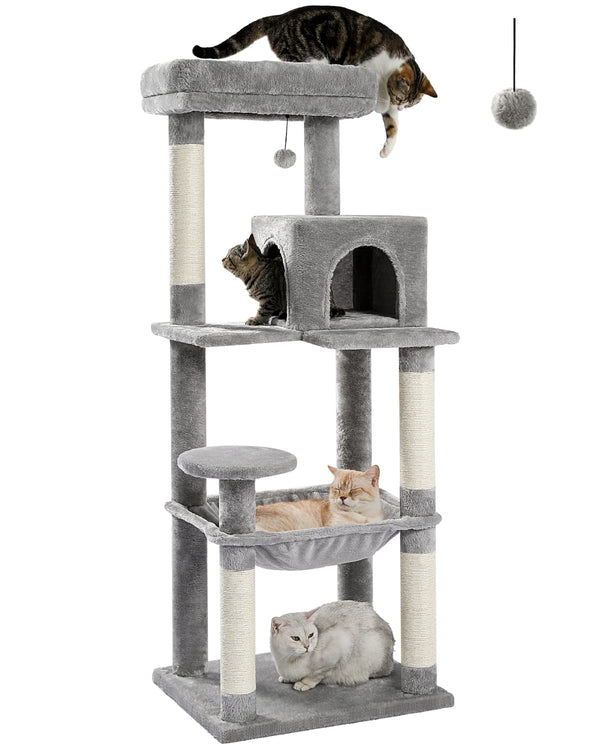 Cat Tree for Large Cats Adult with Metal Plush Big Hammock, 56.3" Cat TowerZ