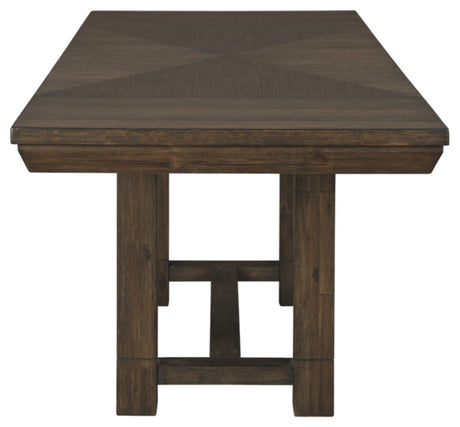 Dellbeck Casual Rectangular Dining Extension Table, Dark Brown