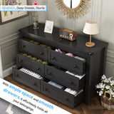 Black Dresser for Bedroom with 6 Drawers, Modern Chest of Drawers, Wood Dressers