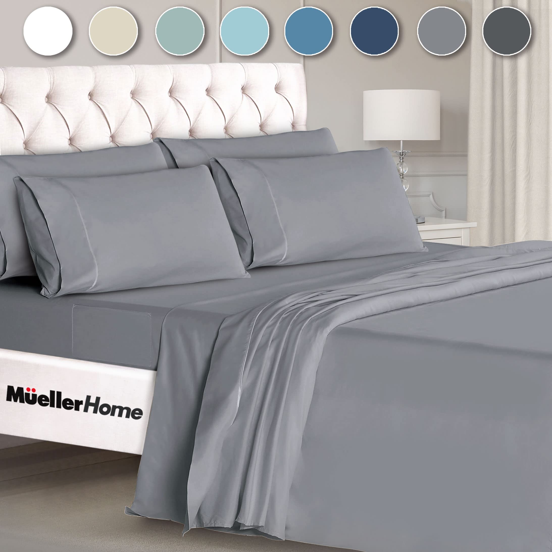 Luxury 6 Piece Queen Bed Sheets Set - Ultra-Soft 1800 Series, Cooling & Breathable Hotel