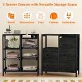 Dresser for Bedroom with 5 Fabric Drawers, Small Chest Organizer Unit