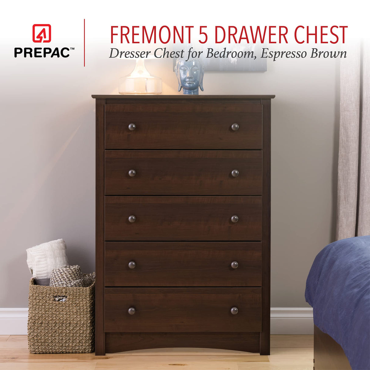 Fremont Superior 5-Drawer Chest for Bedroom - Spacious and Stylish Chest of Drawers