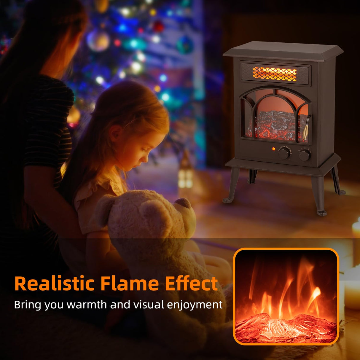 Freestanding Infrared Fireplace Heater for Indoor Use