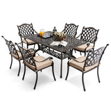 𝟕 𝐏𝐢𝐞𝐜𝐞 Outdoor Dining Set Cast Aluminum Retro Patio Dining Set