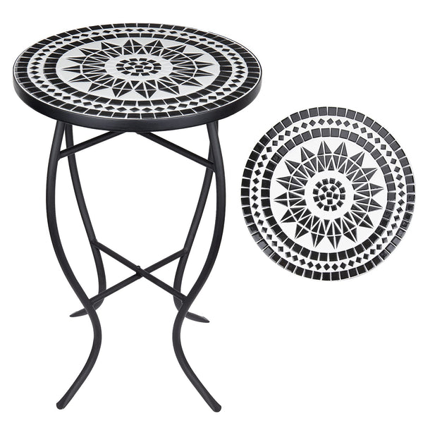 Mosaic Patio Side Table Outdoor Accent Table Bistro Coffee Table Plant Stand
