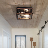 Flush Mount Light Fixture, 2-Light Rustic Ceiling Light Combine