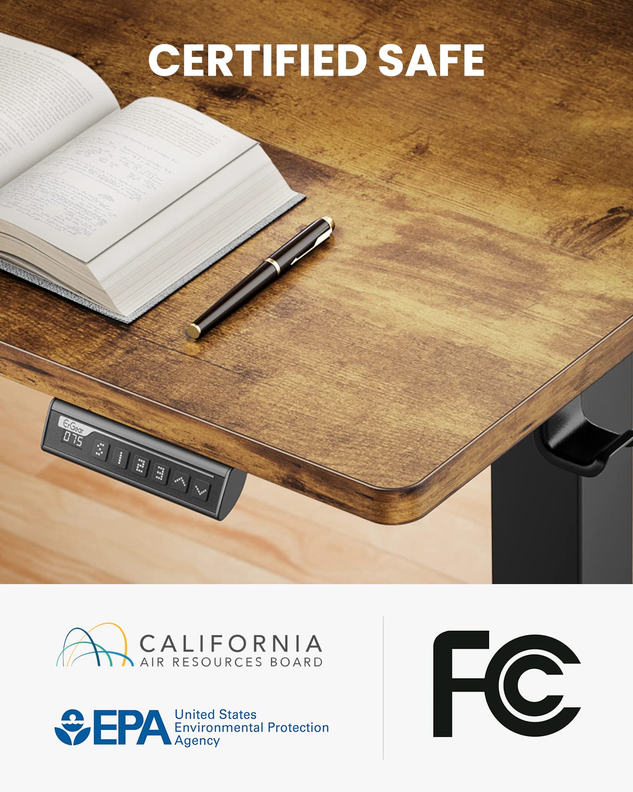 Electric Standing Desk with Double Drawers
