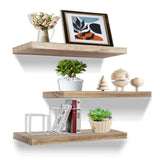 Floating Shelves, Rustic Solid Wood Shelves Set of 3,Floating Shelves for Wall Mounted