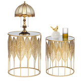 End Tables Set of 2, Gold Nesting Side Coffee