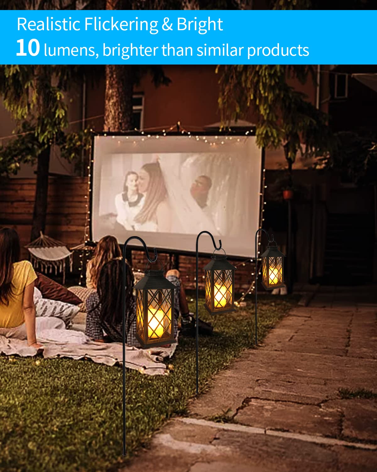 Solar Lantern,Outdoor Garden,2 Pack 14 Inch Lasts 3X Longer 10 lumens