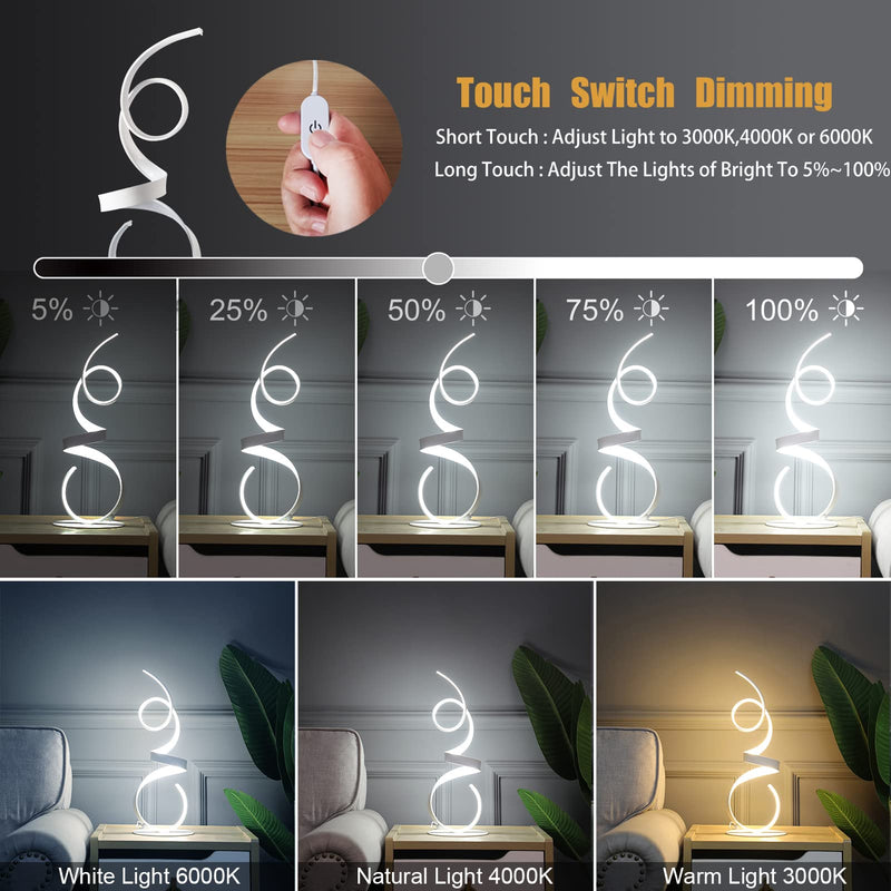 20W 3 Colors Dimmable LED Table Lamp 21.4 Inch Bedside Lamps