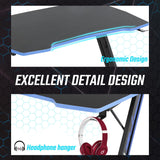 Computer Desk Z Shaped Workstation Ergonomic Table with Headphone Hook