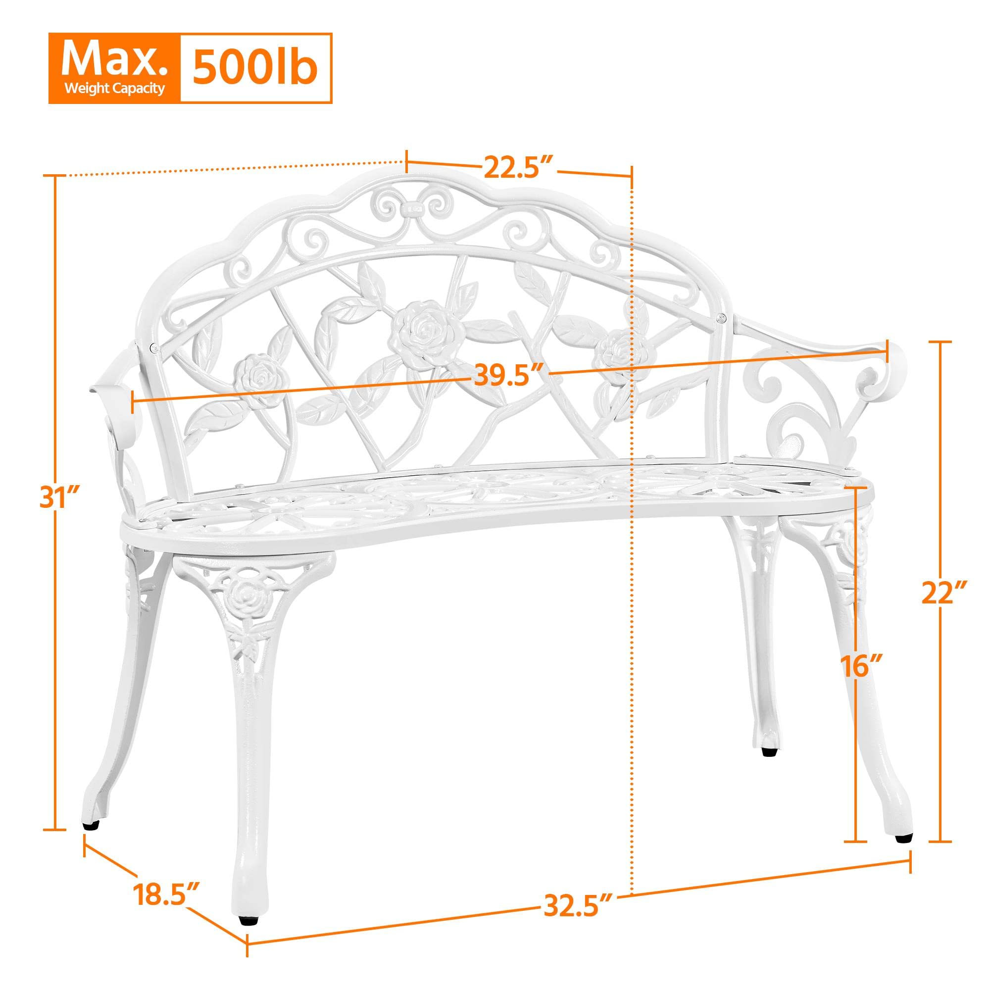 Patio Garden Bench Park Bench Outdoor Benches, Aluminium Patio Yard Bench