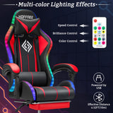 Gaming Chair with Bluetooth Speakers and LED Lights Ergonomic