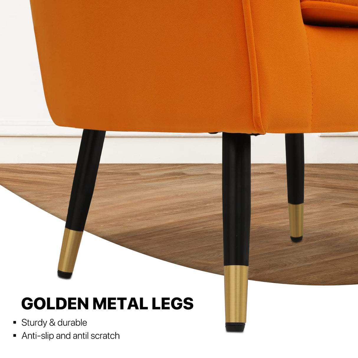 Single Sofa with Gold Metal Legs Wide Armrest