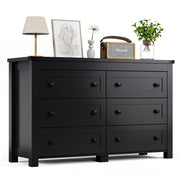 Black Dresser for Bedroom with 6 Drawers, Modern Chest of Drawers, Wood Dressers