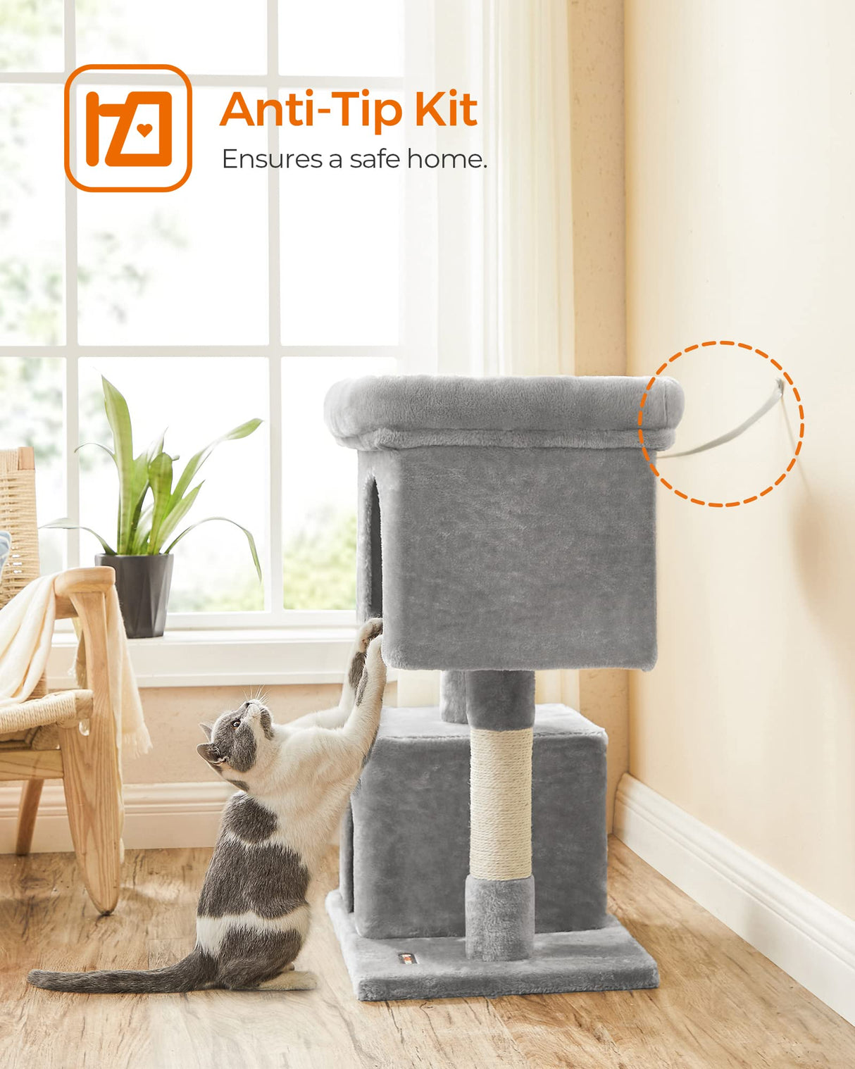 Cat Tree with Sisal-Covered Scratching Posts and 2 Plush Condos