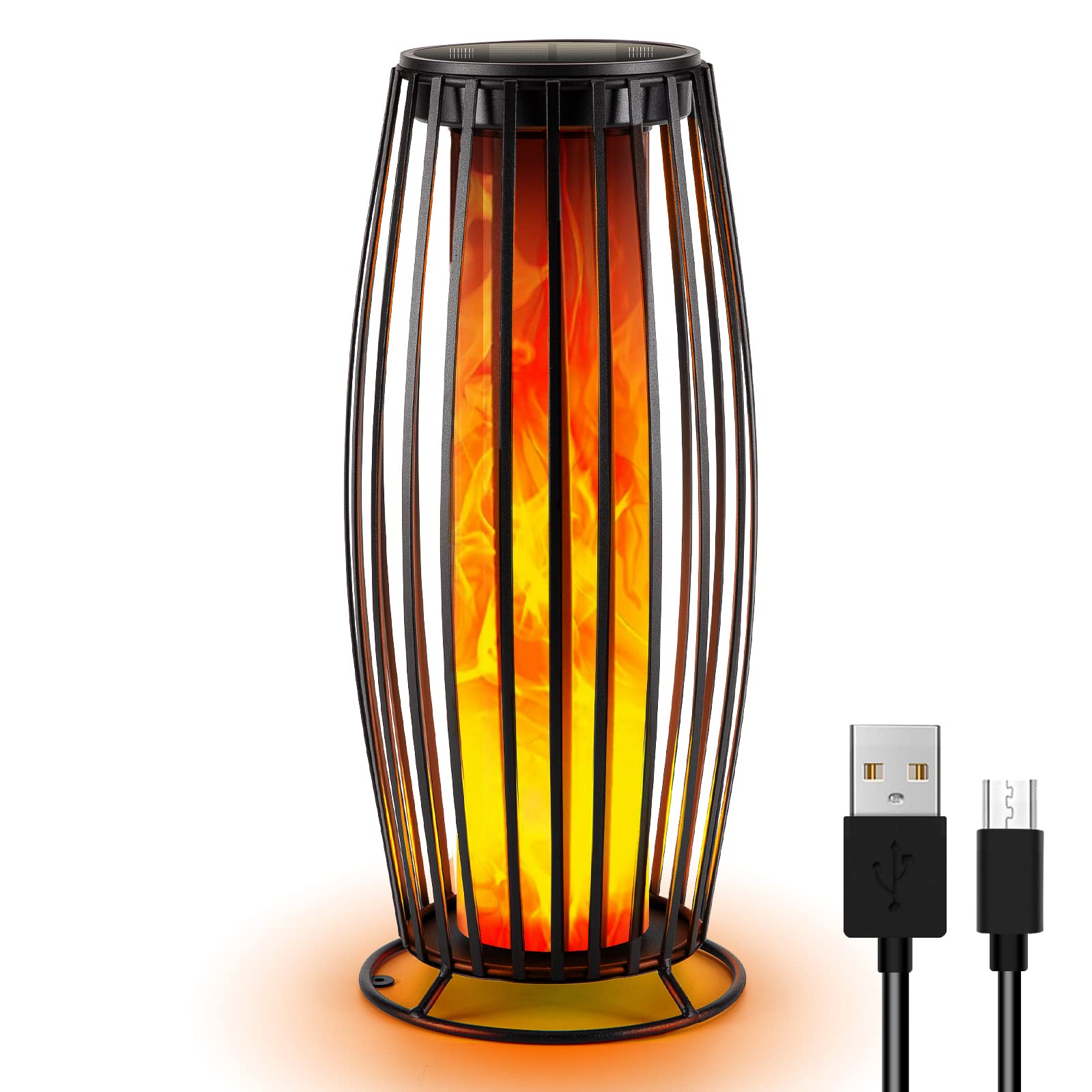 Outdoor Lantern Indoor&Outdoor Floor Lamp Solar Flickering Flame Lantern
