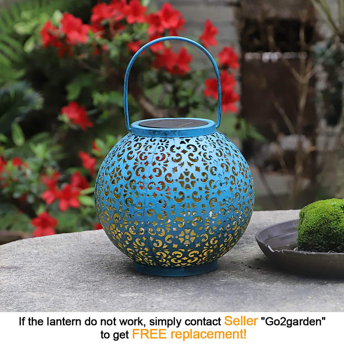 Solar Lanterns  Waterproof Hanging Garden Lights Metal Decorative Lantern