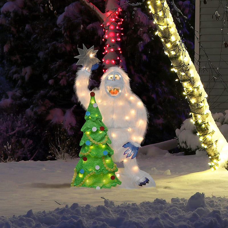 32" Pre-Lit Bumble and Christmas Tree Christmas Yard Decoration, 70 Lights
