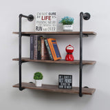 Industrial Floating Shelves Wall Mount,36in Rustic Pipe Wall Shelf,3-Tiers Wall Mount Bookshelf