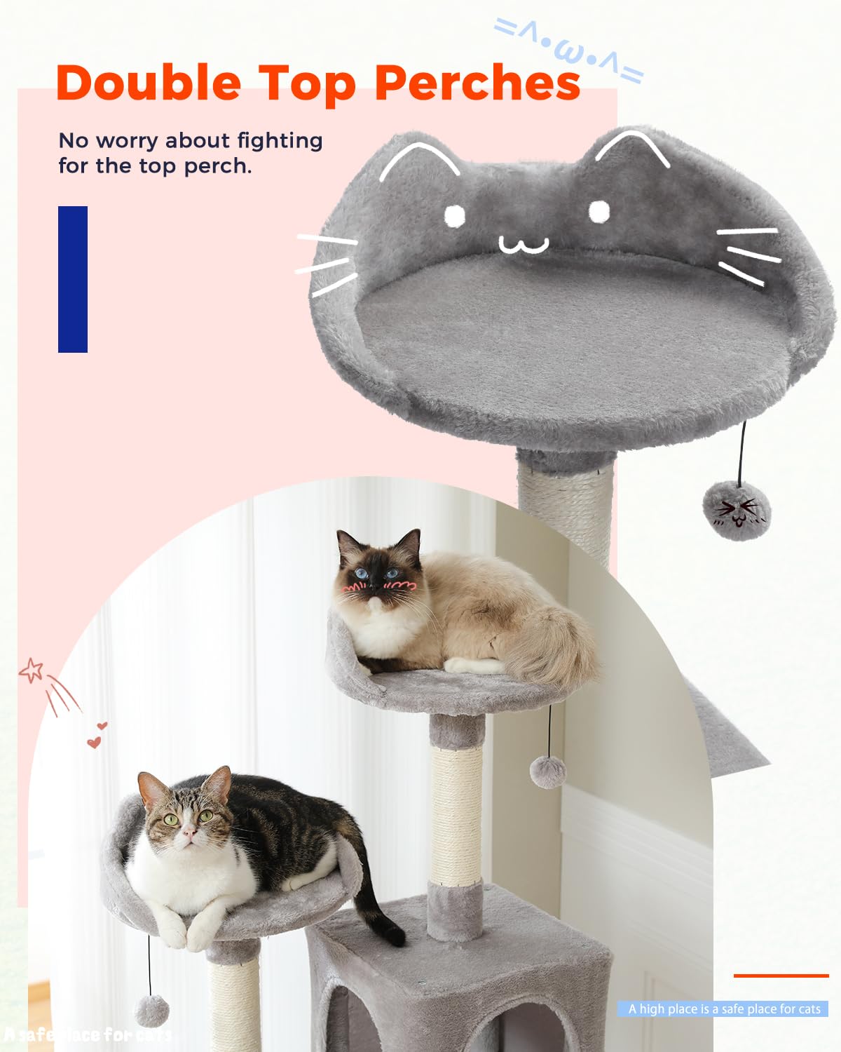 63 Multi Level Cat Tree Cat Tower for Indoor Cats with Sisal