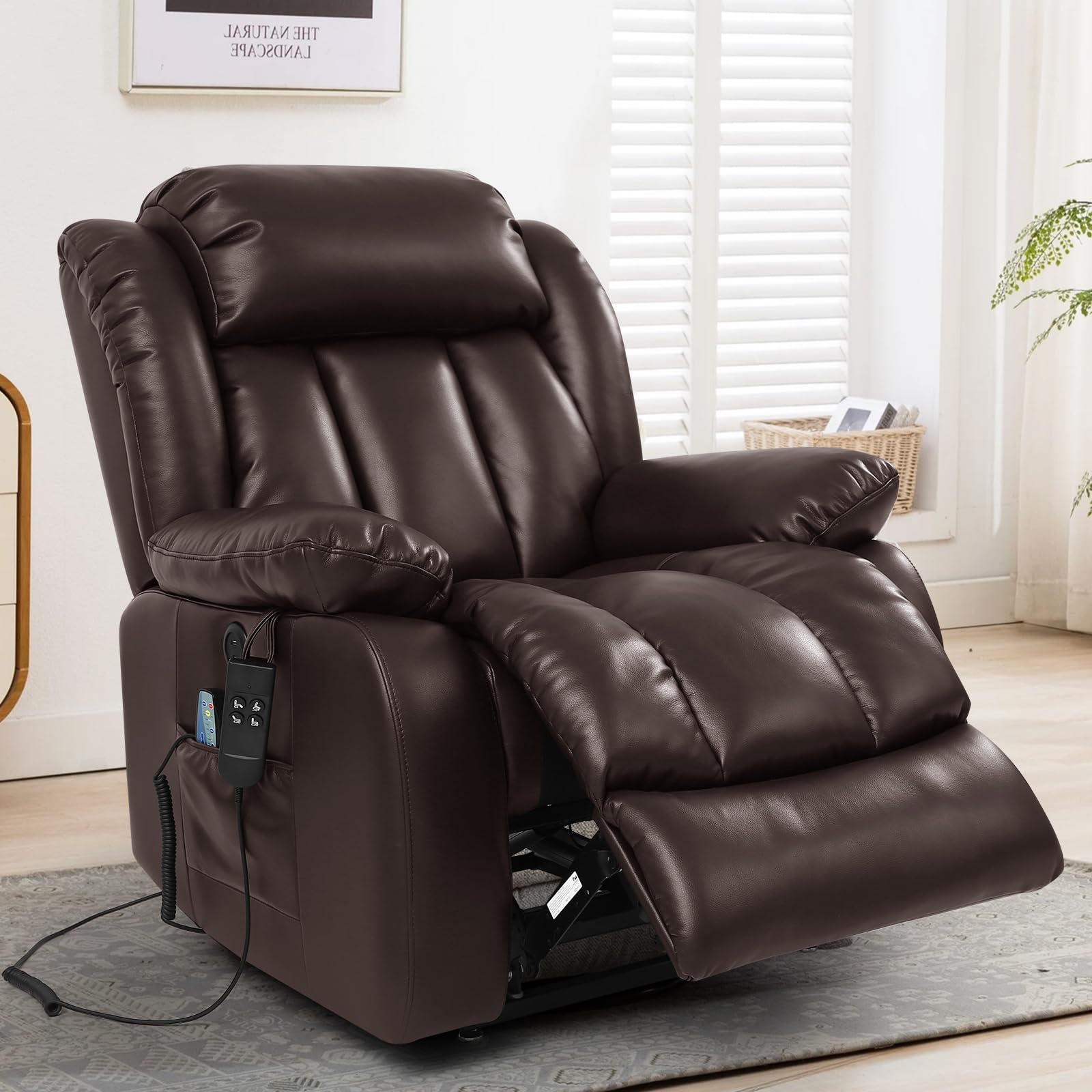 LiftEase XL Dual-Motor Recliner Chair –  Breathable Leather & Lift Assist