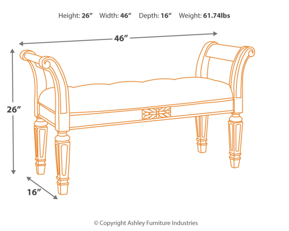 Realyn French Country Upholstered Tufted Accent Bench, Antique White