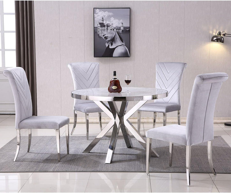 Dining Chairs, Light Grey Velvet Dining Chairs