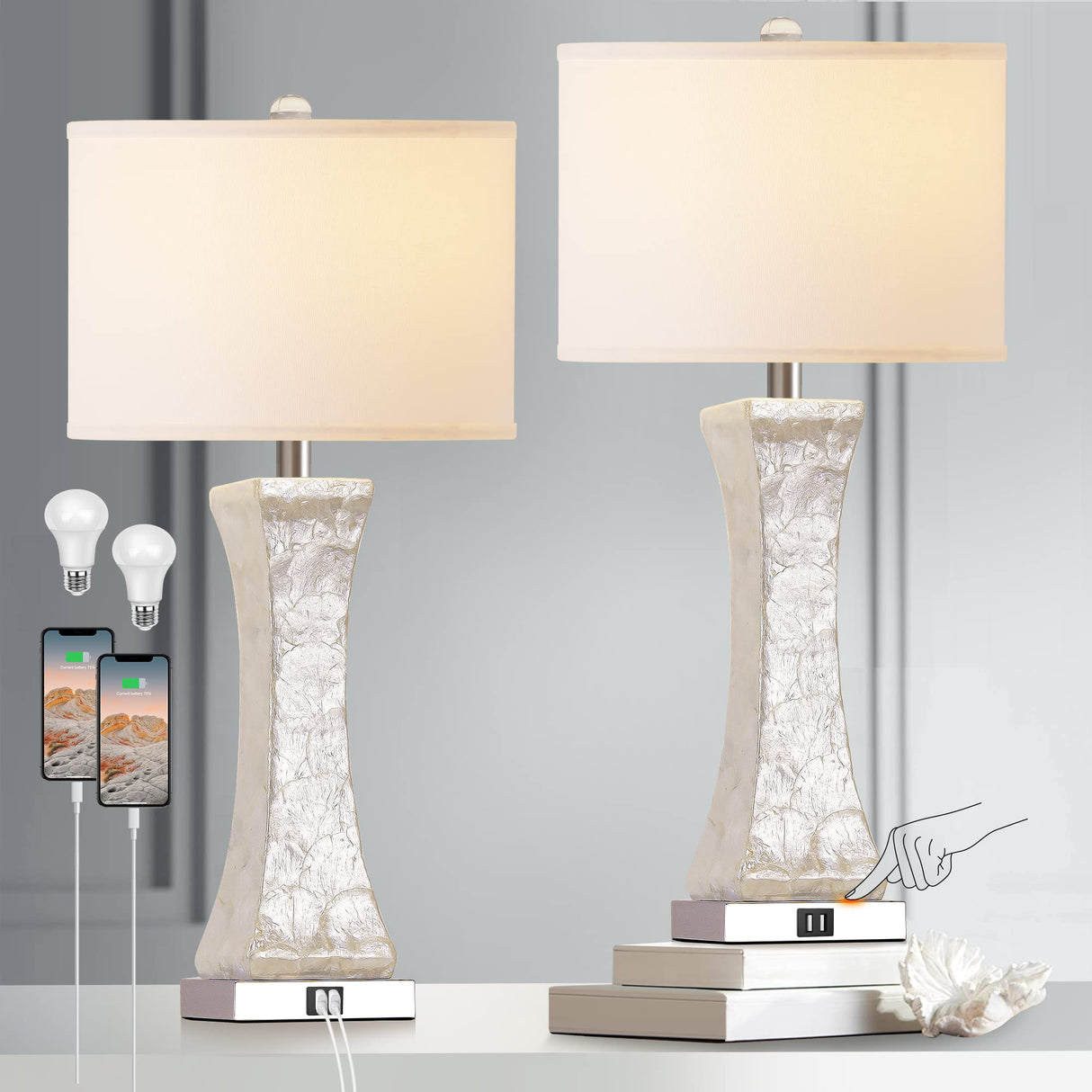 Set of 2 Touch Control Table Lamps