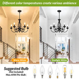 6-Light Farmhouse Candle Chandelier for Living Room