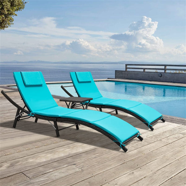 Lounge Chairs for Outside 3 Pieces Patio Adjustable Chaise Lounge Outdoor