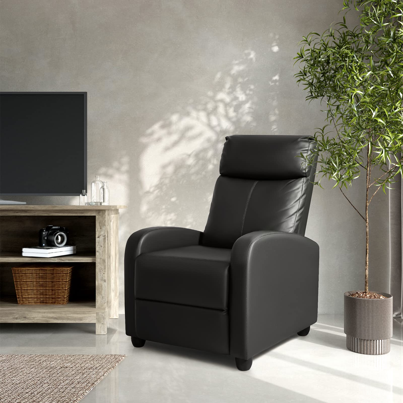 Recliner Chair Padded Seat Pu Leather for Living Room Single Sofa