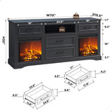 Farmhouse Double Fireplaces TV Stand for TVs Up to 80 inches