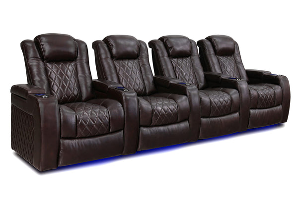 Tuscany Home Theater Seating | Premium Top Grain Italian Nappa 11000 Leather, Power Reclining, Power Lumbar Support, Power Headrest