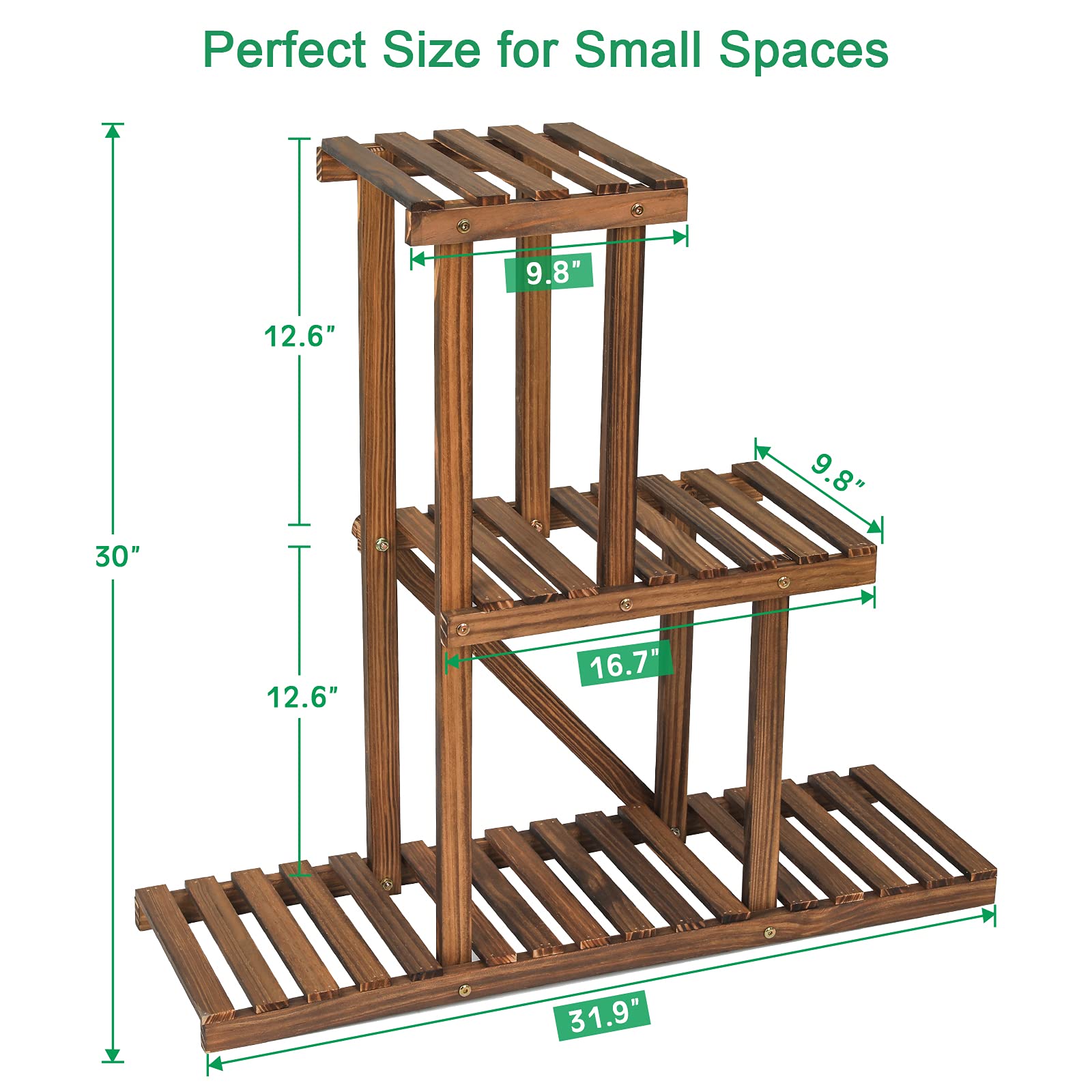 ZenScape Trio – 3 Tier Wooden Plant Display Stand for Indoor & Outdoor