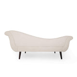 Chaise Lounge ,Polyester and Birch Wood, Beige + Dark Brown