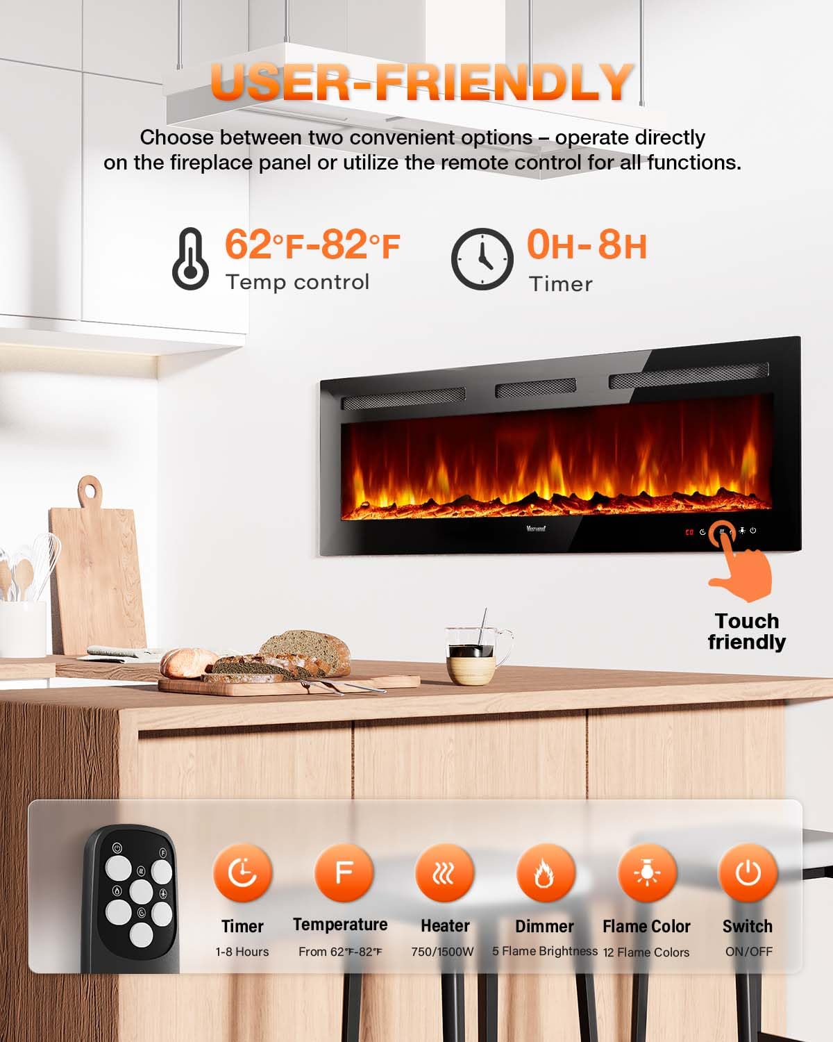 Realistic Flame Electric Fireplace Heater  Log Set/Crystal Flames