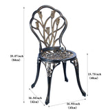 3 Piece Bistro Set ,Outdoor Patio Set, Anti-Rust Cast Aluminum Bistro Set