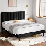 Full Size Bed Frame Upholstered Platform with Headboard and Strong Wooden