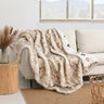 Luxury Plush Faux Fur Throw Blanket with Aztec Pattern, Super Warm, Fuzzy