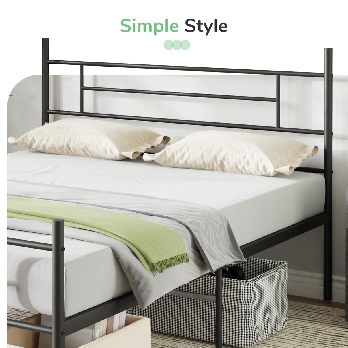 Metal Queen Bed Frame with Headboard and Footboard, 14 Inch Platform Bed Frame