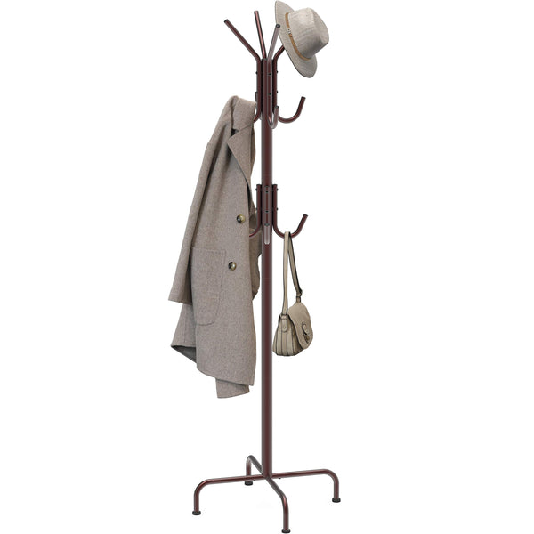 Standing Coat and Hat Hanger Organizer Rack, Bronze