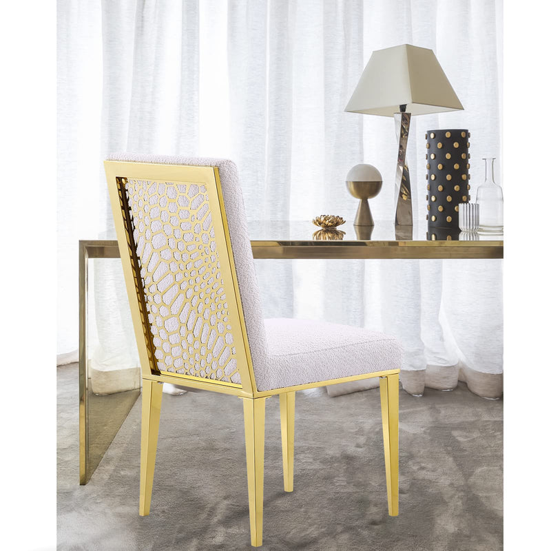 Dining Chairs, Upholstered Dining Chairs and Back Metallic Geometric Design