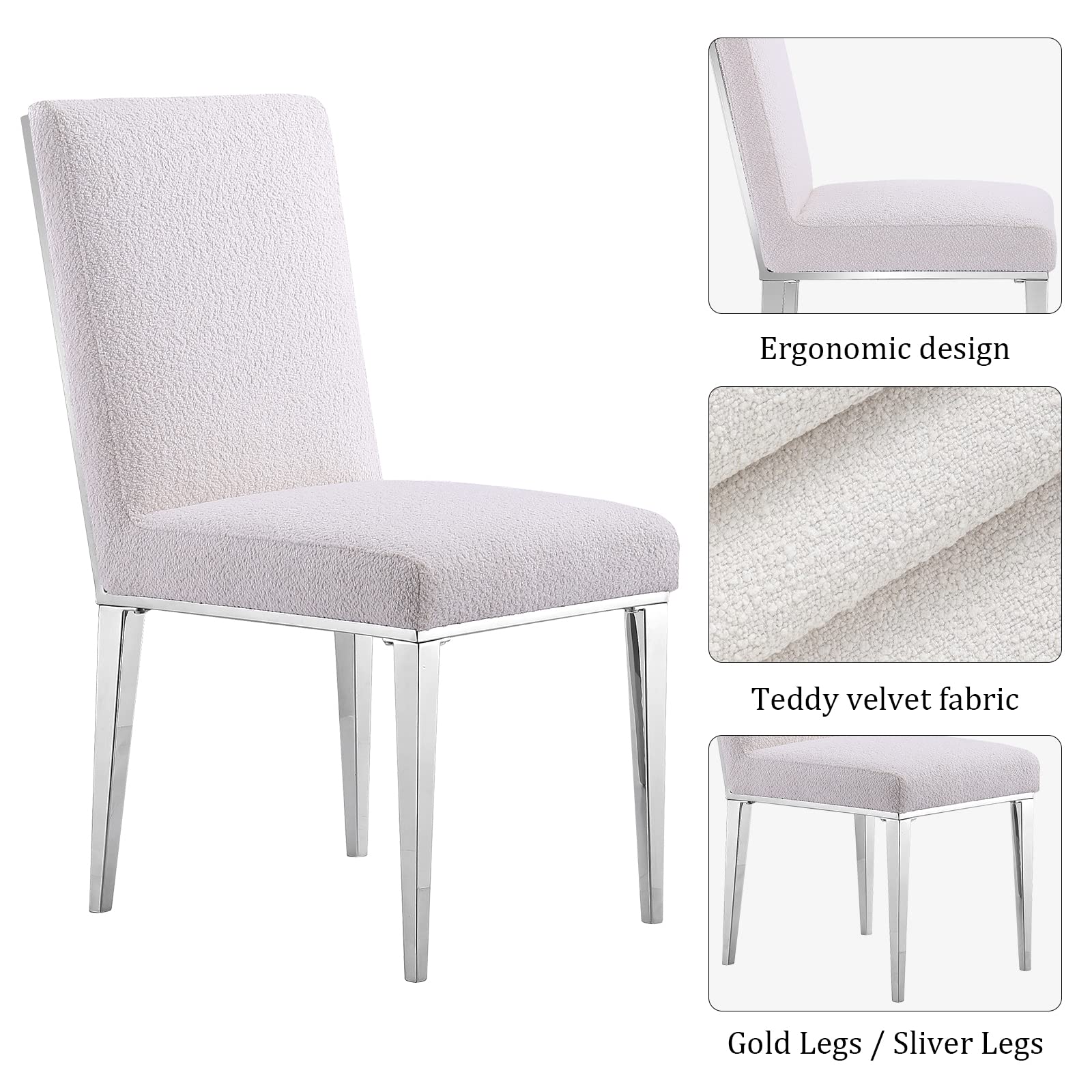 Dining Chairs,Upholstered Dining Chairs and Back Metallic Geometric Design